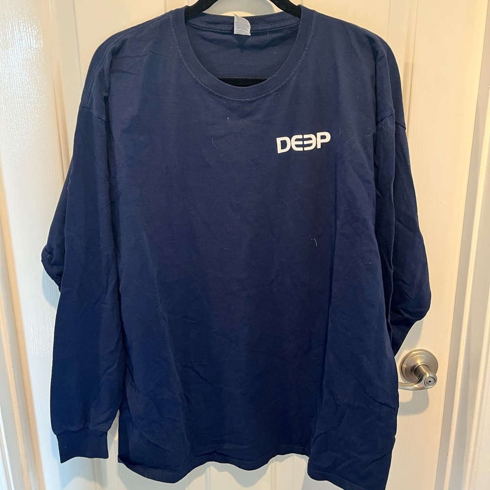 Mens Deep Apparel Navy Flag Long Sleeve Tee Size XL